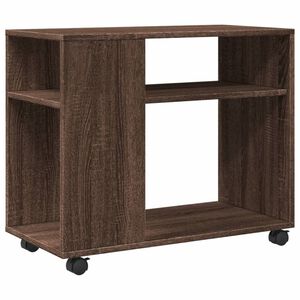 vidaXL Bočni stolić s kotačima boja smeđeg hrasta 70x35x60 cm drveni
