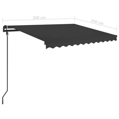 vidaXL Automatska tenda na uvlačenje sa stupovima 3 x 2,5 m antracit