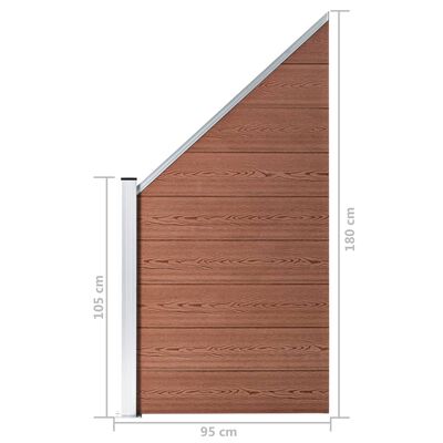 vidaXL Panel za ogradu WPC 95 x (105 - 180) cm smeđi
