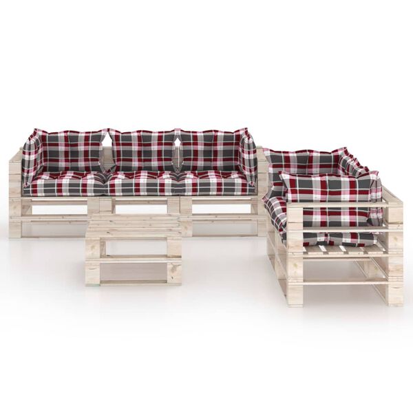 vidaXL 6-dijelna vrtna garnitura od paleta od borovine s jastucima