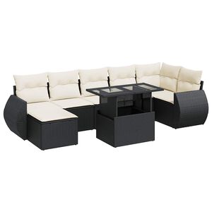 vidaXL 8-dijelni set vrtnih sofa od poliratana s jastucima crni