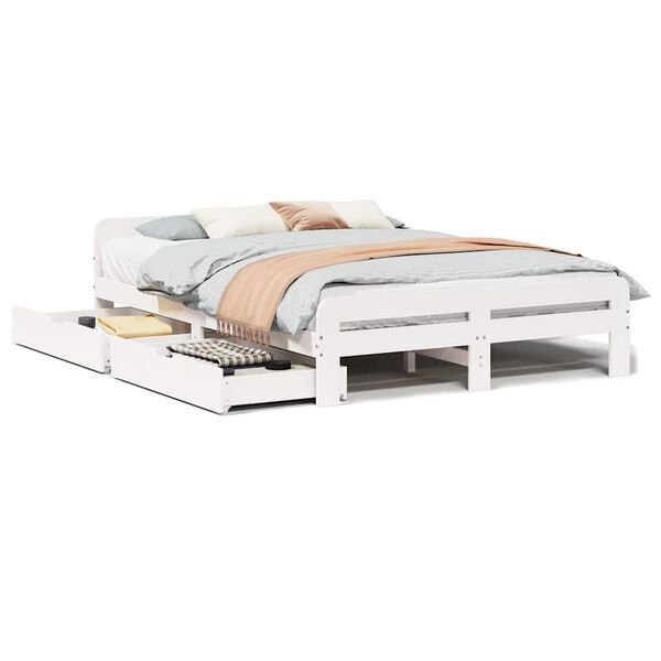 vidaXL Okvir kreveta bez madraca bijeli 140x200 cm od masivne borovine