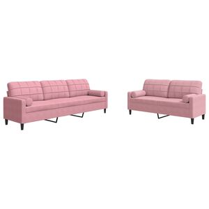 vidaXL 2-dijelni set sofa s jastucima ružičasti bar&scaron;unasti