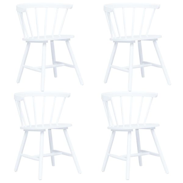 vidaXL Blagovaonske stolice od masivnog drva kaučukovca 4 kom bijele