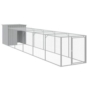 vidaXL Kavez za koko&scaron;i s igrali&scaron;tem svjetlosivi 110x609x110 cm čelični