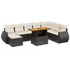 vidaXL 9-dijelni set vrtnih sofa s jastucima crni od poliratana