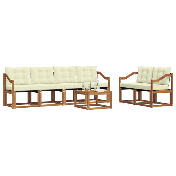 vidaXL Set vanjskih sofa s jastukom 7 pcs Prirodna i krem