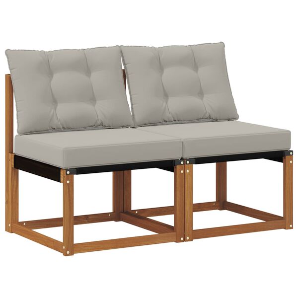 vidaXL 2 Komad Vanjska srednja sofa Masivno bagremovo drvo, Tekstilen