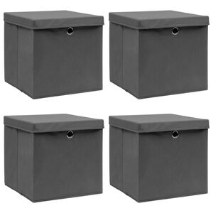 vidaXL Kutije za pohranu s poklopcima 4 kom sive 32x32x32 cm tkanina
