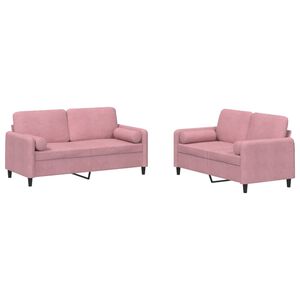 vidaXL 2-dijelni set sofa s jastucima ružičasti bar&scaron;unasti
