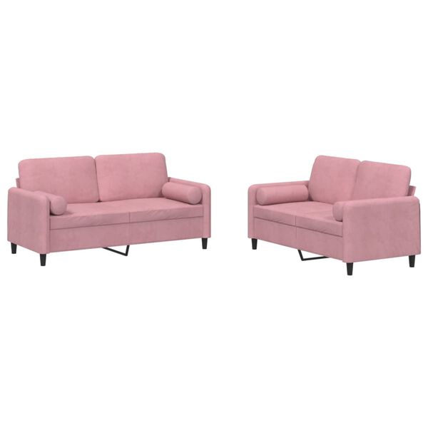 vidaXL 2-dijelni set sofa s jastucima ružičasti bar&scaron;unasti