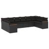 vidaXL 10-dijelni set vrtnih sofa s jastucima crni od poliratana