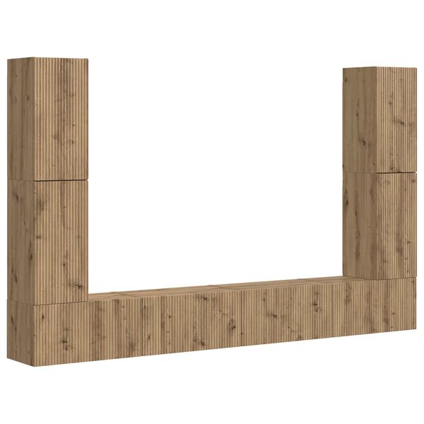 vidaXL Set TV komoda 8 pcs Umjetnički hrast Konstruirano drvo