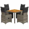vidaXL 5-dijelni vrtni bistro set od poliratana s jastucima sivi