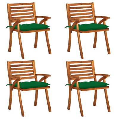 vidaXL Vrtne stolice s jastucima 4 kom od masivnog bagremovog drva