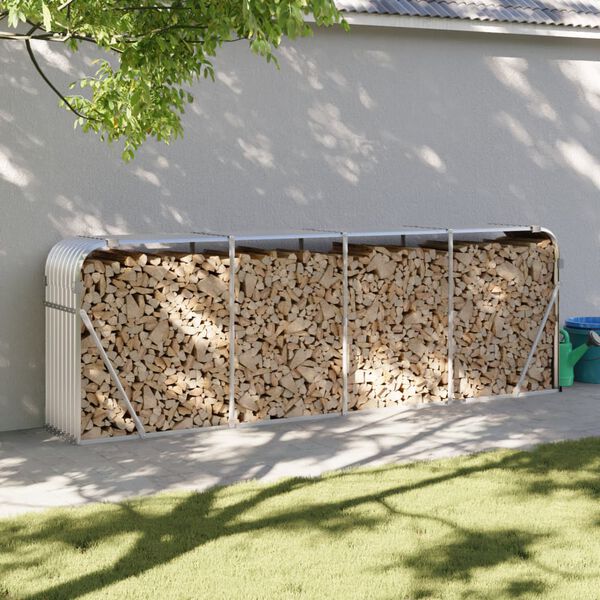 vidaXL Držač za cjepanice srebrni 300x45x100 cm od pocinčanog čelika