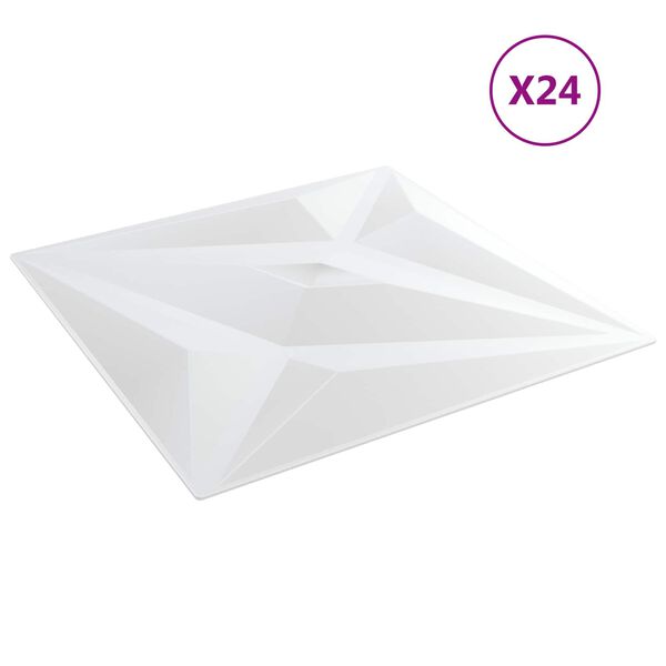 vidaXL Zidne panele 24 pcs Bijela zvijezda 50 x 50 cm XPS pjena