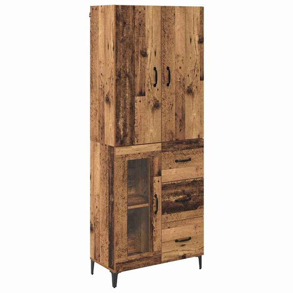 vidaXL Highboard Zidne Staro drvo 69,5 x 34 x 180 cm Konstruirano drvo