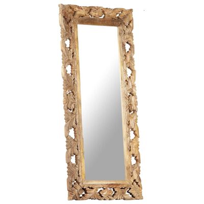 vidaXL Ručno izrezbareno ogledalo smeđe 110 x 50 cm masivno drvo manga