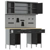 vidaXL Radni stol s ladicama 7 pcs Crna 150 x 55 x 200 cm Čelik