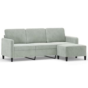 vidaXL Trosjed s tabureom svjetlosivi 180 cm bar&scaron;unasti