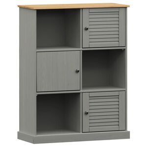 vidaXL Regal za knjige VIGO sivi 90x35x114,5 cm od masivne borovine