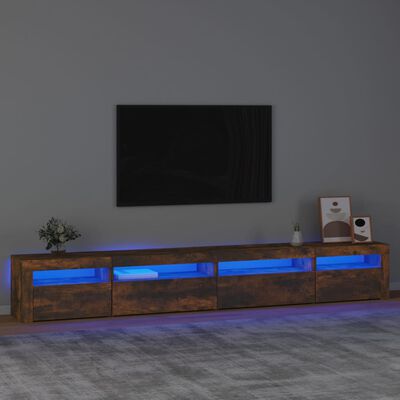 vidaXL TV ormarić s LED svjetlima boja dimljenog hrasta 270x35x40 cm