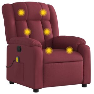 vidaXL Masažni naslonjač od tkanine crvena boja vina