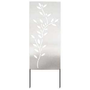 vidaXL Privatnost u vrtu Cvjetni Srebrno 50 x 140 cm Nehrđajući čelik