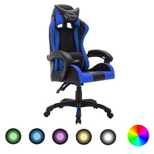 vidaXL Igraća stolica s RGB LED svjetlima plavo-crna od umjetne kože