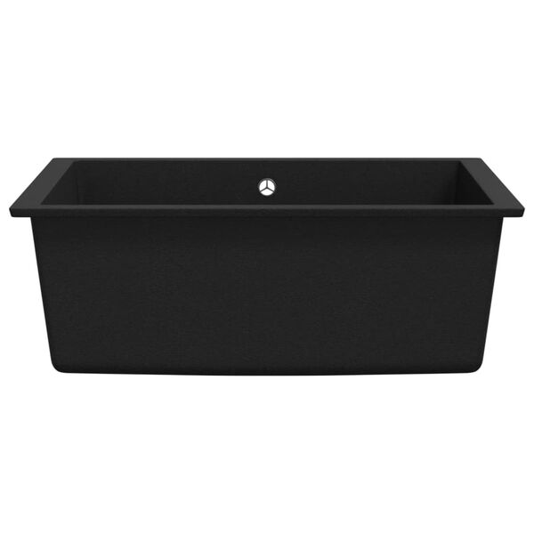 vidaXL Kuhinjski sudoper s otvorom protiv prelijevanja crni granitni