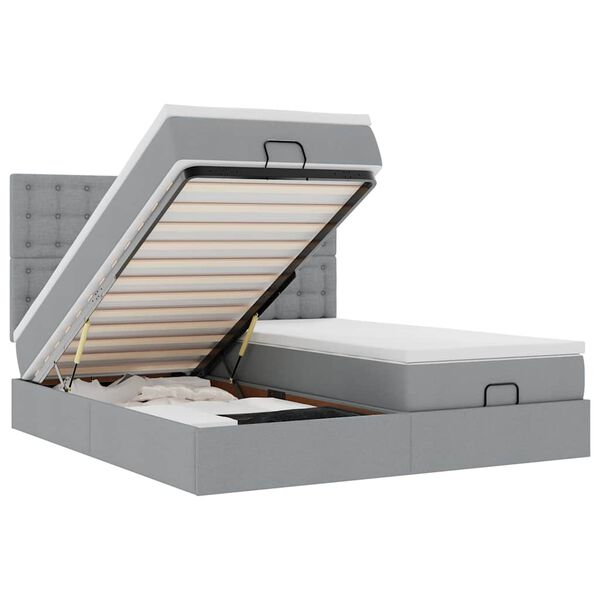 vidaXL Okvir kreveta s madracima svijetlosivi 160x200cm od tkanine