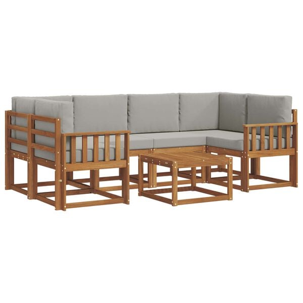 vidaXL Set vanjskih sofa s jastukom 7 pcs Prirodna i svijetlo siva
