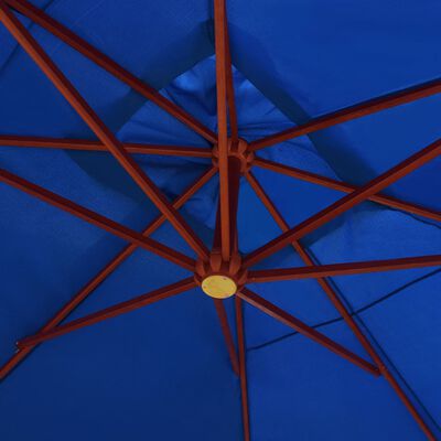 vidaXL Viseći suncobran s drvenom šipkom 400 x 300 cm plavi