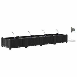 vidaXL Vrtna saksija 4 kom. Crna 160 x 40 x 22 cm PP