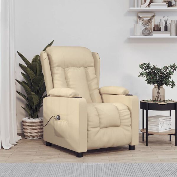 vidaXL Električni naslonjač od tkanine krem