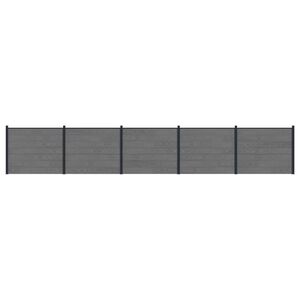 vidaXL Panel ograde 5 pcs WPC i aluminij Siva