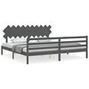 vidaXL Okvir za krevet s uzglavljem sivi 200 x 200 cm od masivnog drva