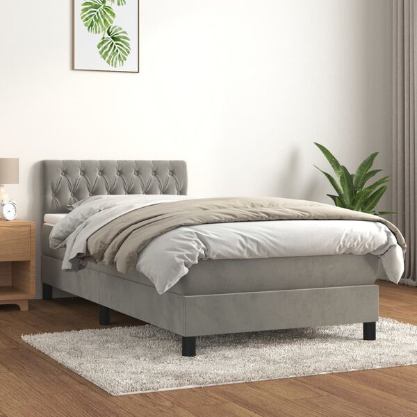 vidaXL Box spring krevet s madracem svjetlosivi 90x190 cm bar&scaron;unasti