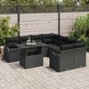 vidaXL Sjedeća garnitura za vrt s jastukom 9 pcs Crna Poli Ratan