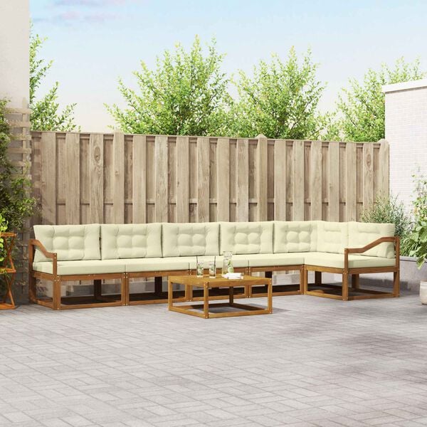 vidaXL Set vanjskih sofa s jastukom 7 pcs Prirodna i krem