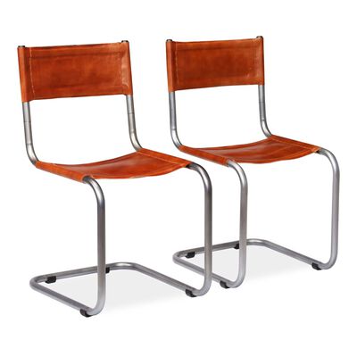 vidaXL Blagovaonske stolice od prave kože 2 kom smeđe