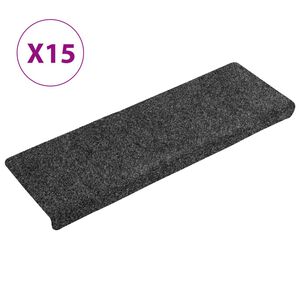 vidaXL Prostirke za stepenice samoljepljive 15 kom 65x21x4 cm tamnosive pravokutne rubove