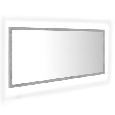 vidaXL LED kupaonsko ogledalo siva boja betona 100x8,5x37 cm akrilno