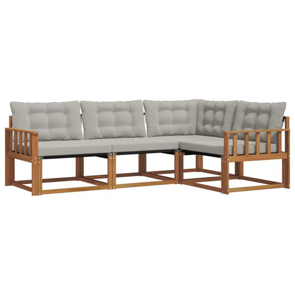 vidaXL Set vanjskih sofa s jastukom 4 pcs Prirodna i svijetlo siva