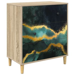vidaXL Komoda WIJHE Tirkizni mramorni uzorak 66 x 36,5 x 75 cm Sonoma