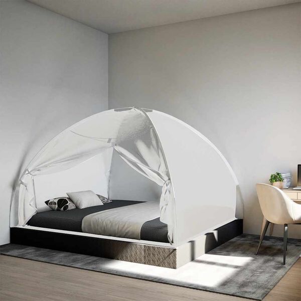 vidaXL Komarnik Mongolia s vratima 220 mrežasti bijeli 200x180x135 cm