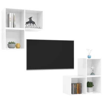 vidaXL 4-dijelni set TV ormarića visoki sjaj bijeli od iverice