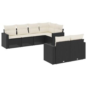 vidaXL 7-dijelni set vrtnih sofa od poliratana s jastucima crni