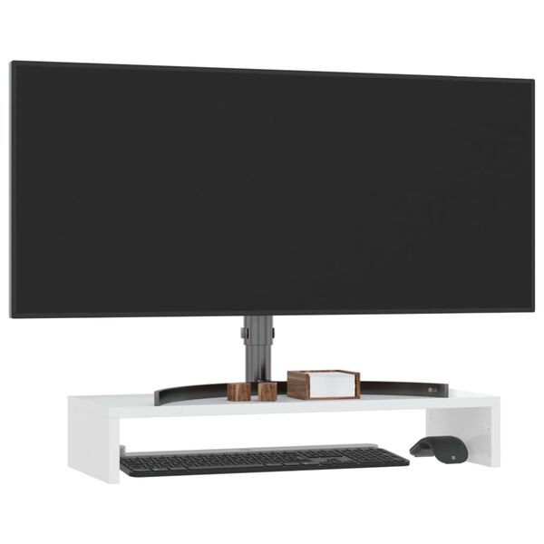 vidaXL Stalak za monitor bijeli visokog sjaja 60 x 23,5 x 12 cm drveni